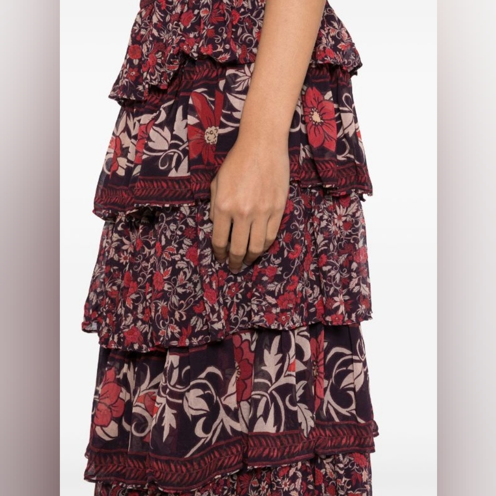 Farm Rio Chelsea Garden Ruffle Midi Skirt in Large Size - Picture 7 of 12